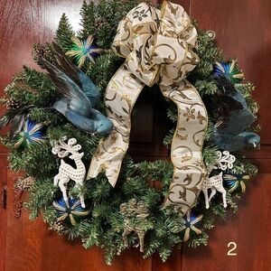 Elegant Holiday Wreath with Blue Accents